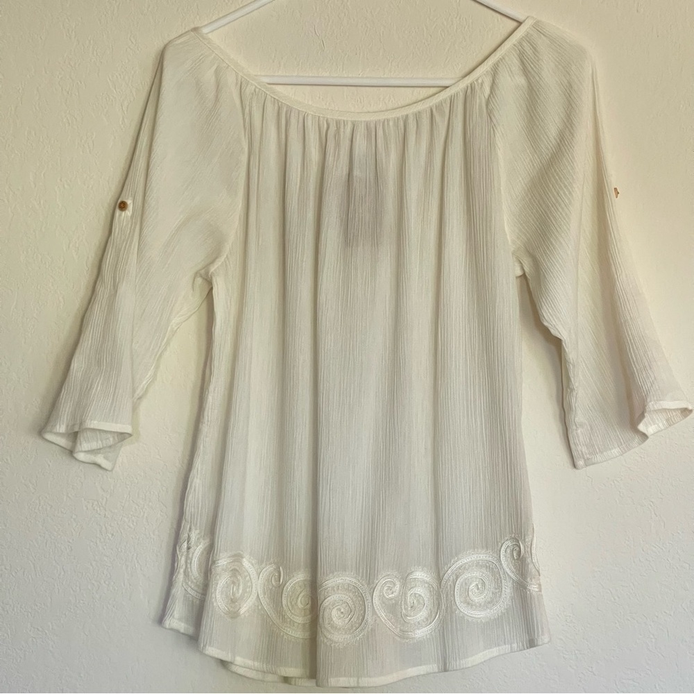 Lucky Brand Cream Peasant Blouse Cream Size XS - Picture 2 of 16